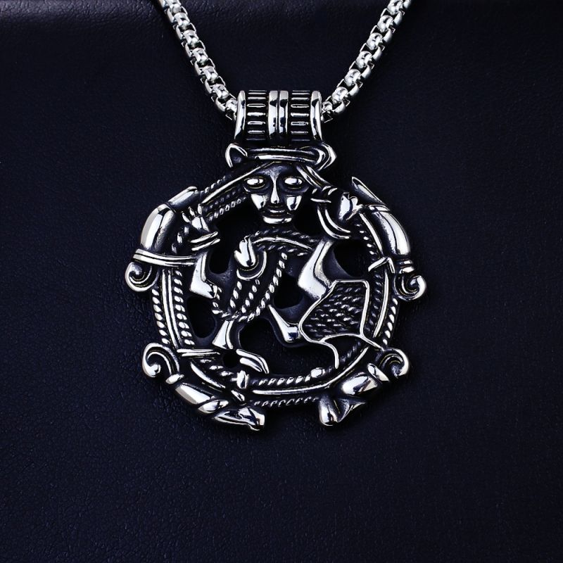 Necklace Stainless steel hollow circular pendant necklace chain free shipping