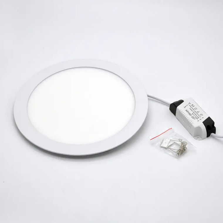 Round Recessed LED Panel Light - Slim Retrofit Downlight - Suitable for Indoor, Residential, and Commercial Buildings - 6500K Cold White - Lamp Body Material: Durable PVC Plastic + Die Cast Aluminum