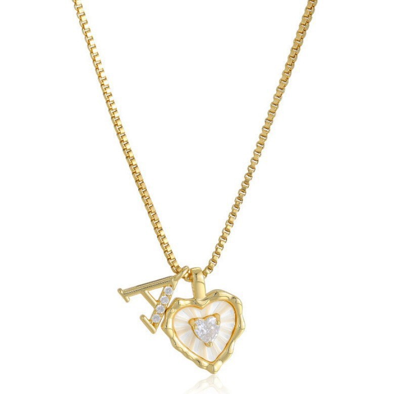 2026 New‑arrival elegant women clavicle necklace, crafted from durable titanium steel, decorated with delicate letter and heart‑shaped inlaid zircon. Exquisite compact design shows high‑grade temperament
