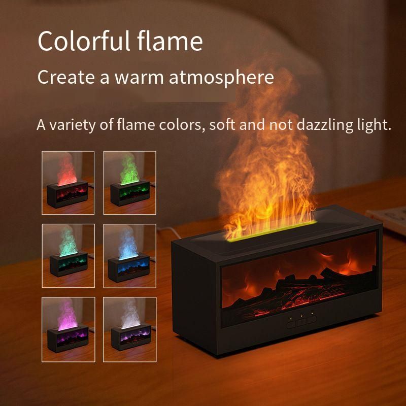 150mL Vintage Fireplace Aroma Diffuser Humidifier, 3D Flame Effect & 7-Color LED Light, Remote Control & 3 Timing Modes, Quiet Operation, for Home, Office, Bedroom Decor
