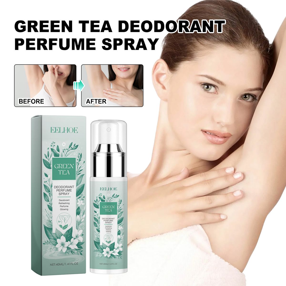 Green Tea Deodorant Spray Armpit Antiperspirant Body Care Spray Odor Removal Essence Lasting Fragrance Feet Underarm Deodor Body Care Products