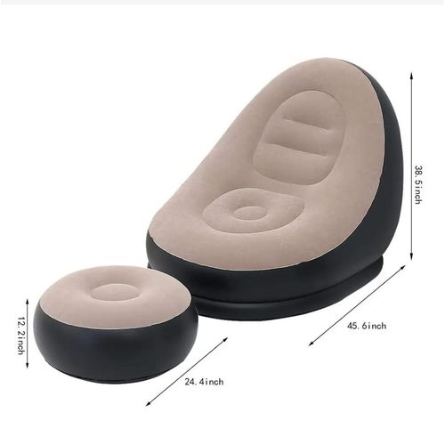 Inflatable Leisure Bean Bag Sofa Lazy Couch Bag Chair with Footstool