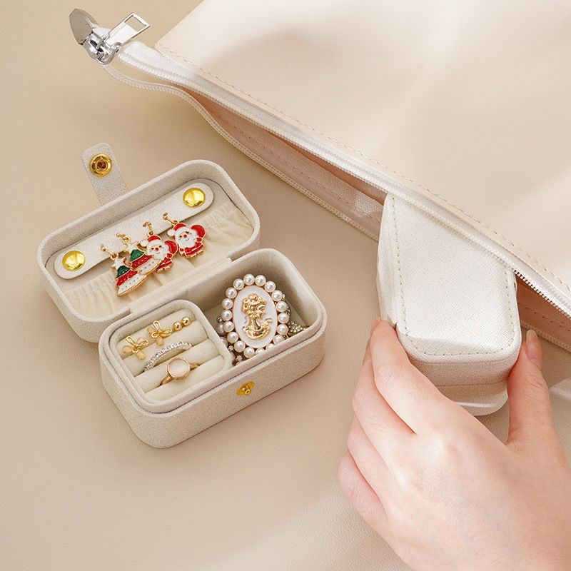 sp01258 Mini Travel Jewelry Box PU Leather Ring Earrings Necklace Jewelry Case Travel Storage Jewelry Case