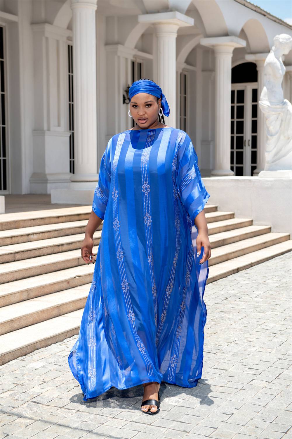 S9163 Long African Dresses for Women Fashion Beading Rhinestone Kaftan Maxi Dress
