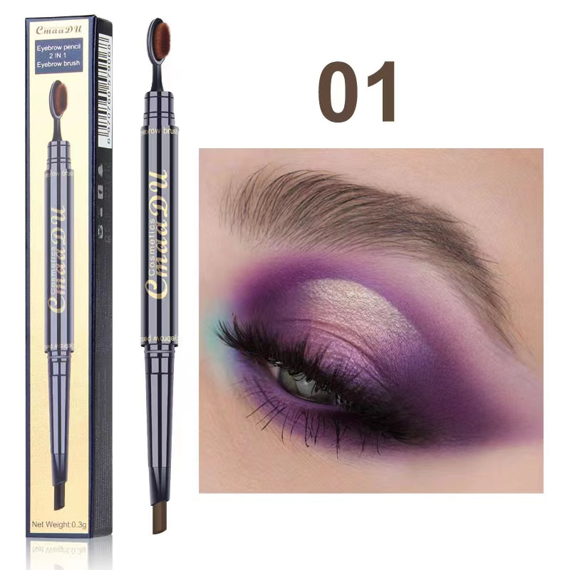 CmaaDu Double Head Waterproof Lasting Pigments Tattoo Eye Brow Pen Eyebrow Pencils with oval Brush Eyes Makeup 5 Colors 