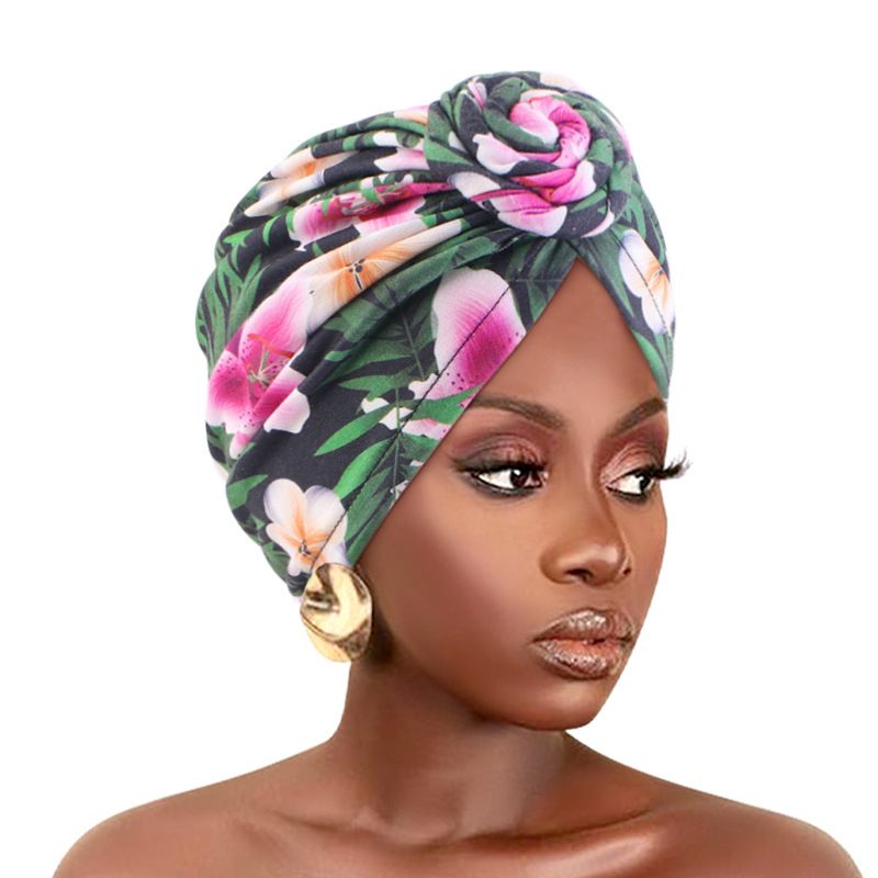 Colorful style headscarf flower headscarf hat elastic print hat sleeping hatstyle 6