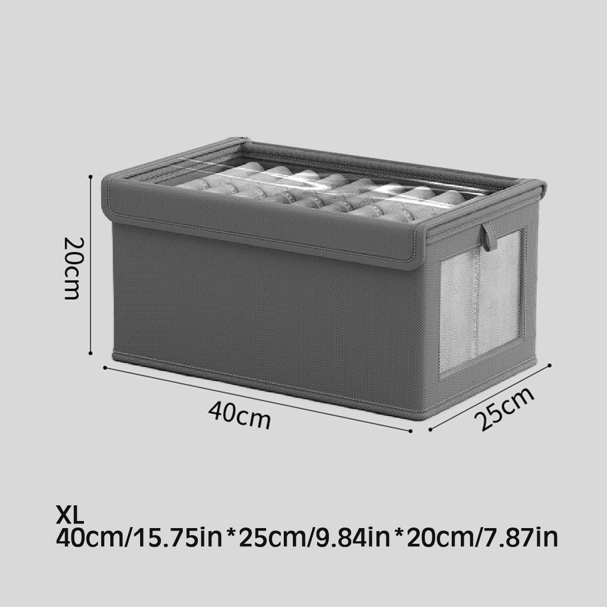 Oxford Cloth Window Visible Clothing with Lid Storage Box Household Clothing Fabric Storage Box Large Organizing Artifact Box Home Storage Organization Baskets Bins Containers Lidded Storage BinsGrey with lid