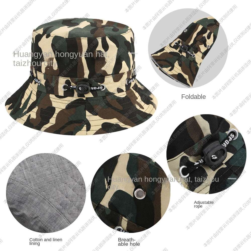 Fisherman's hat Spring and summer camouflage hat Sunscreen hat Tourism fishing hat Outdoor climbing basin hat