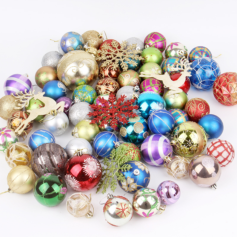 Christmas decorations 60-70 plastic glossy matte Christmas balls in buckets Christmas tree hangings multipacks