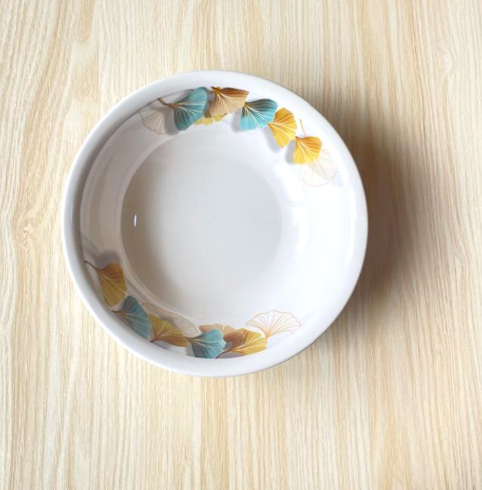 GR 26cm melamine kitchen durable tableware turquoise blue & yellow floral decal design bowl