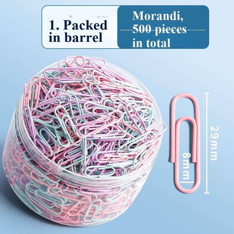 Colorful Coated Paper Clips Large Size Rustproof Metal Paperclips Bookmark Document Organizer with Storage Box Office School Stationery Supplies