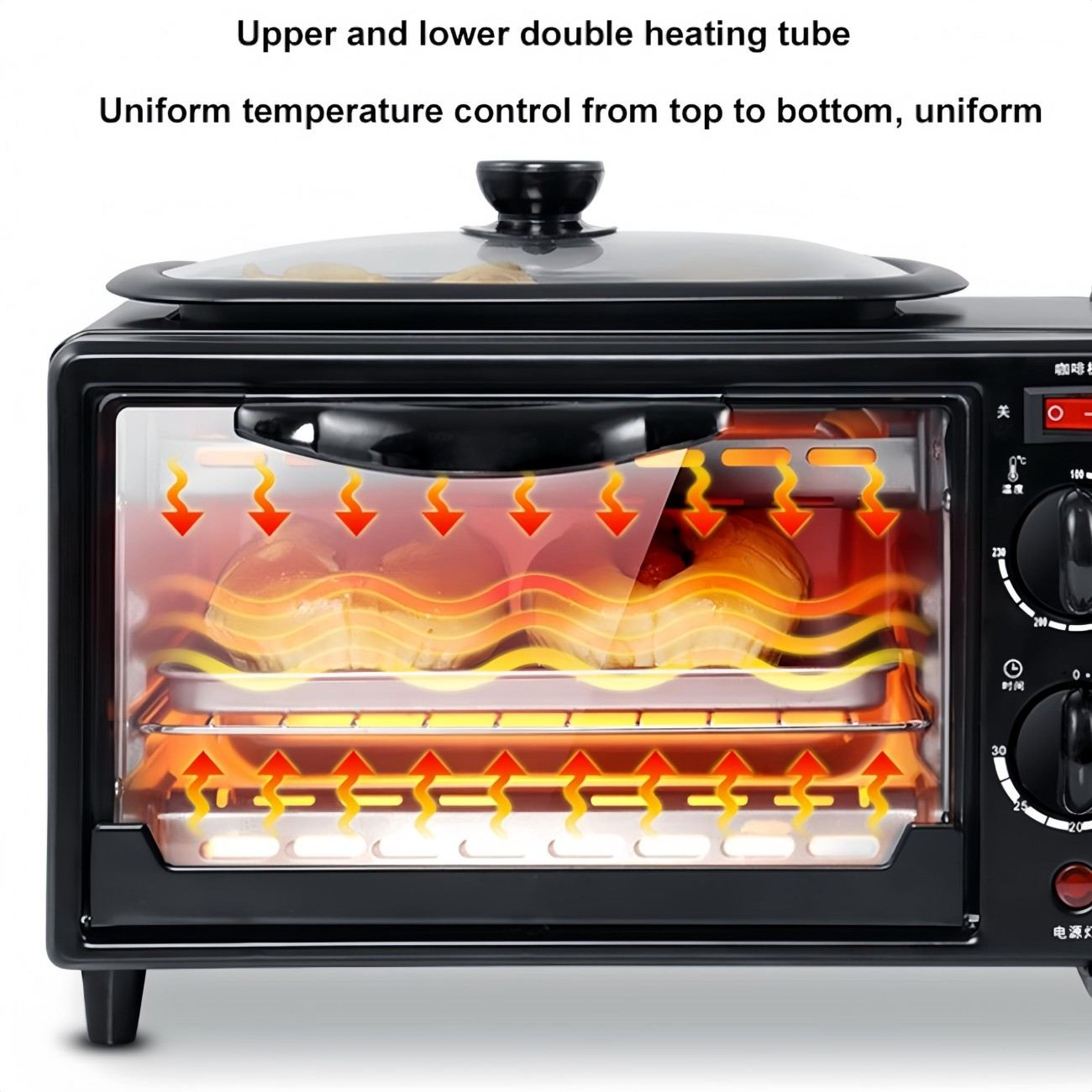 Multifunctional Digital Air Fryer+ Rotisserie, Dehydrator, Convection Oven,Breakfast Machine with Coffee Maker 17 Touch Screen Presets Fry, Roast, Dehydrate, Bake, XL 10L Family Size, Auto Shutoff, Large Easy-View Window, Black
