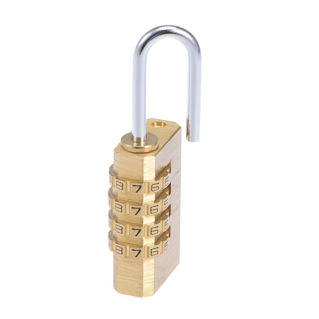 4 Digit Combination Padlock, 5mm Shackle 28mm Body Width, Brass Lock Weatherproof Fence Gate Gym Locker Lock for Travel Outdoor