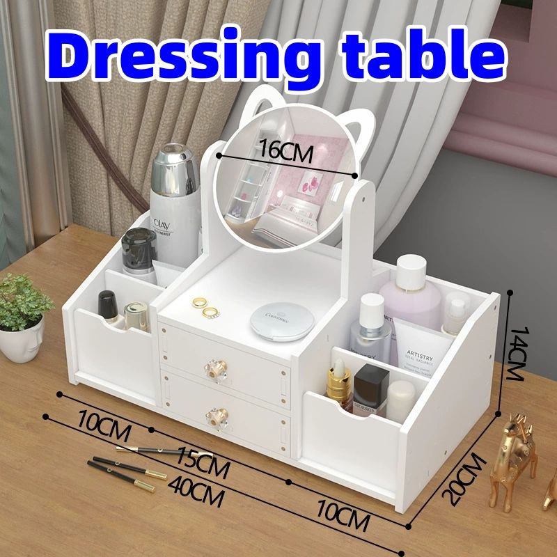 Makeup mirror, portable mirror, desktop dressing mirror, dressing table, simple mirror with storage box free shipping