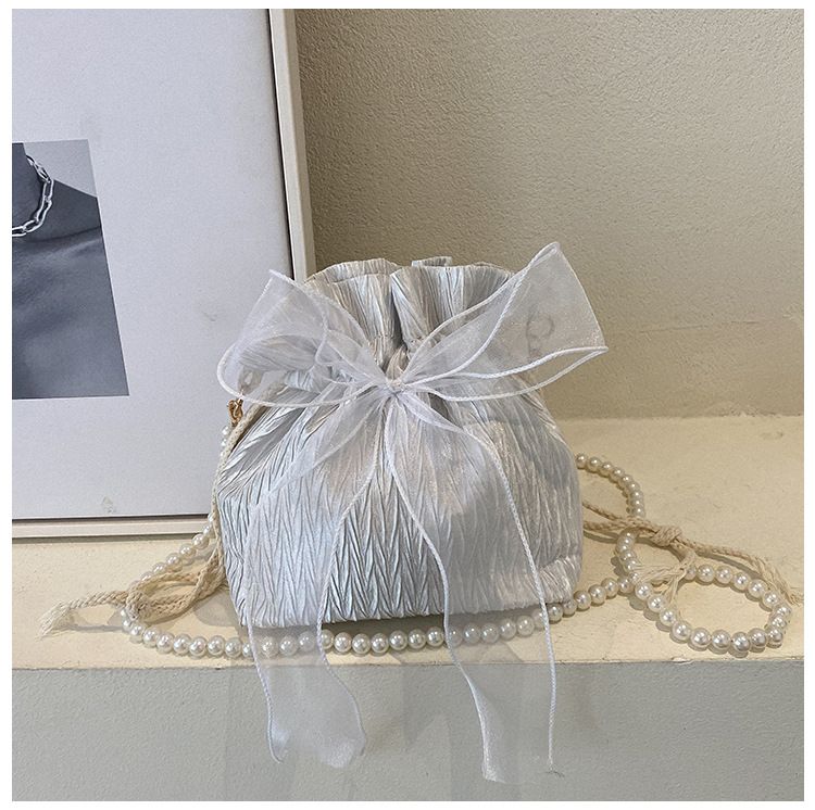 2025 Summer Trendy New Women's Bag, Pearl Pleated Crossbody Bag for Women, Fashion Versatile Single-Shoulder Bag, Korean Niche Texture Ladies' Bag
