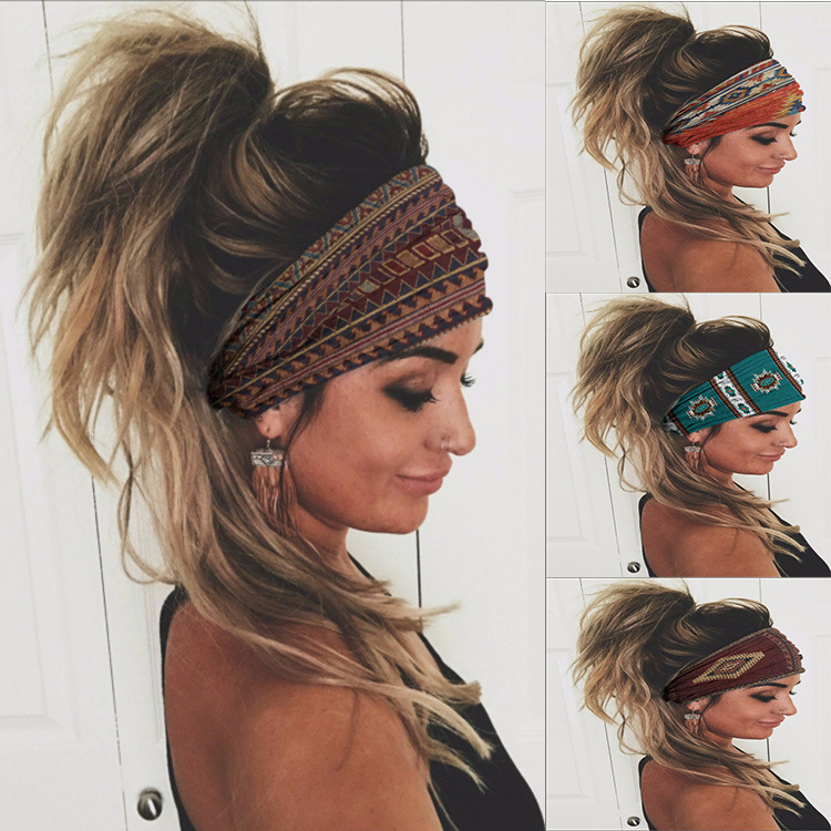 AL763 Yoga Turban Knot Headwrap Sports Elastic yoga Hairband Fashion Cotton Fabric Wide headband For Women Hair accessoires