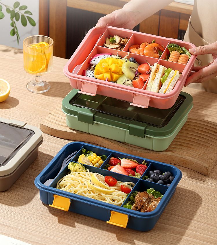 Lunch Box with Compartment Office Worker Light Portable Child Separate Meal Box Kitchen Dining Storage Travel To-Go Food Containers