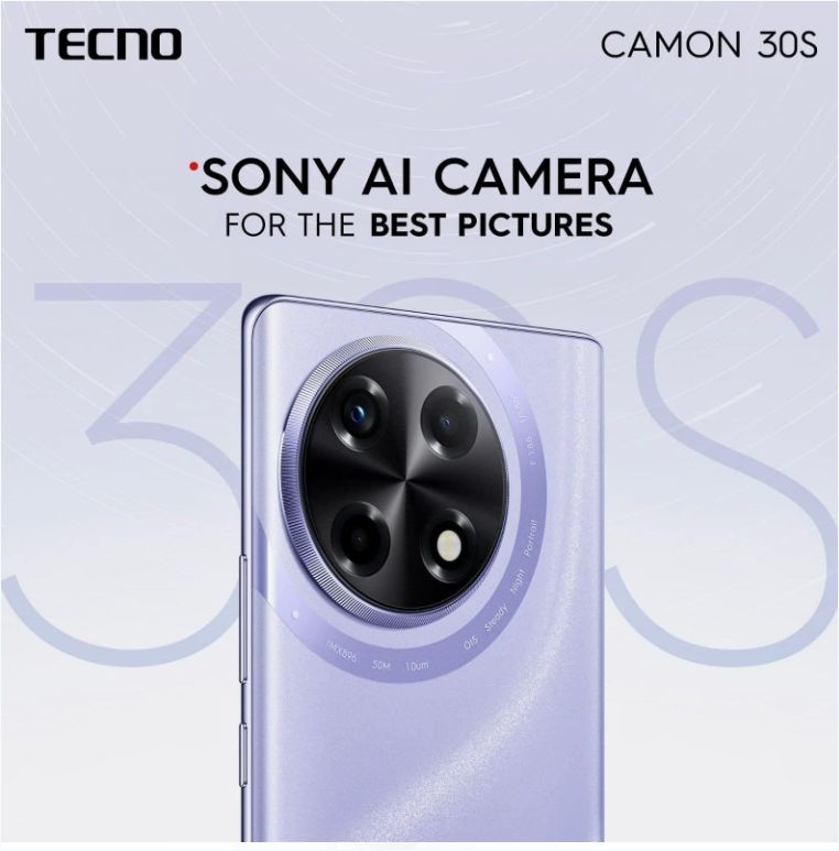 CAMON 30S -128G Rom-12Ram(6G+6G)-Camera-Front-13MP,Front Dual Flash,Rear-50MP,Color-Nebula Violet