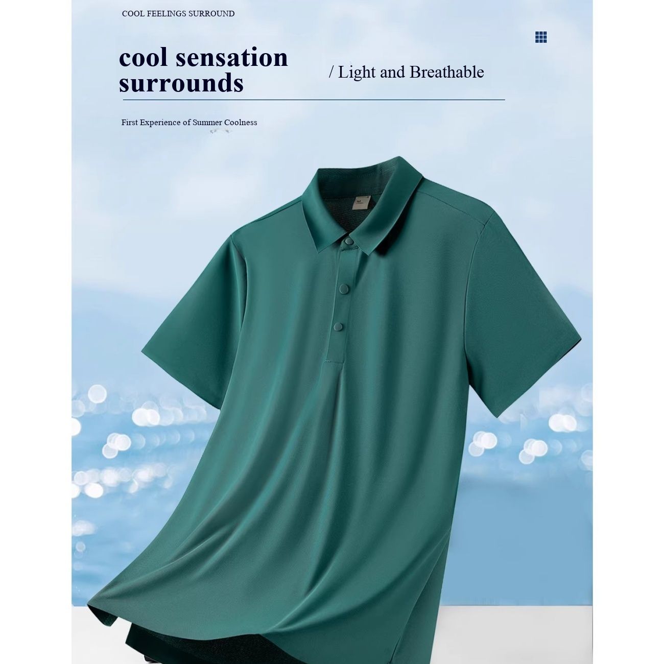 New Summer Men's Seamless Pique Polo Shirt Thin Breathable Business Casual Lapel Solid Color Short Sleeve Tee Top