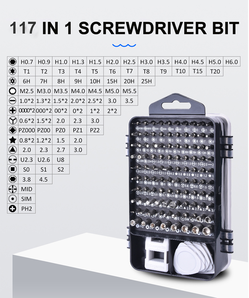 Tools power 117 in 1 Screwdriver Set of Screw Driver Bit Set Multi-function Precision Mobile Phone Repair Hand Tool Torx Hex