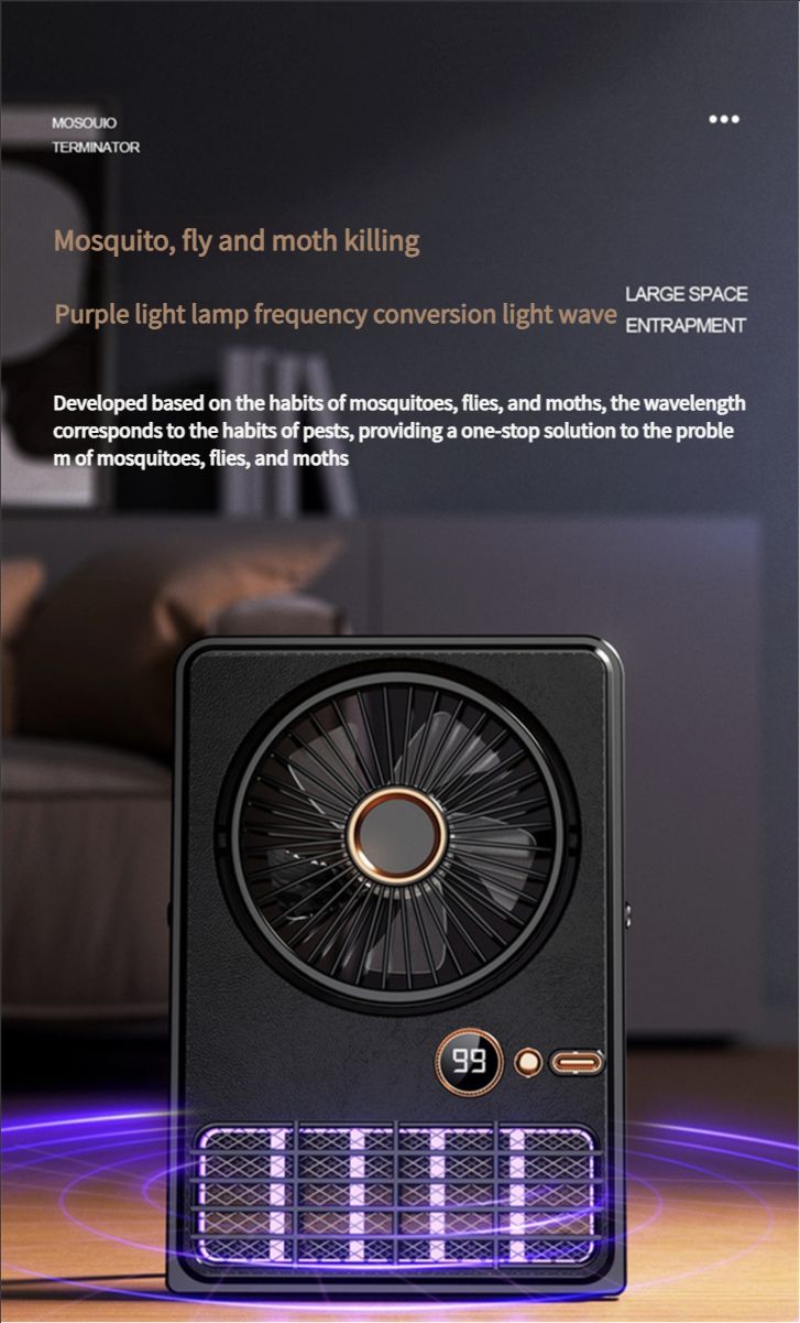 Indoor bedroom air conditioner fan mosquito killer lamp portable outdoor camping fan can be placed or hung two-in-one desktop fan mosquito killer lamp
