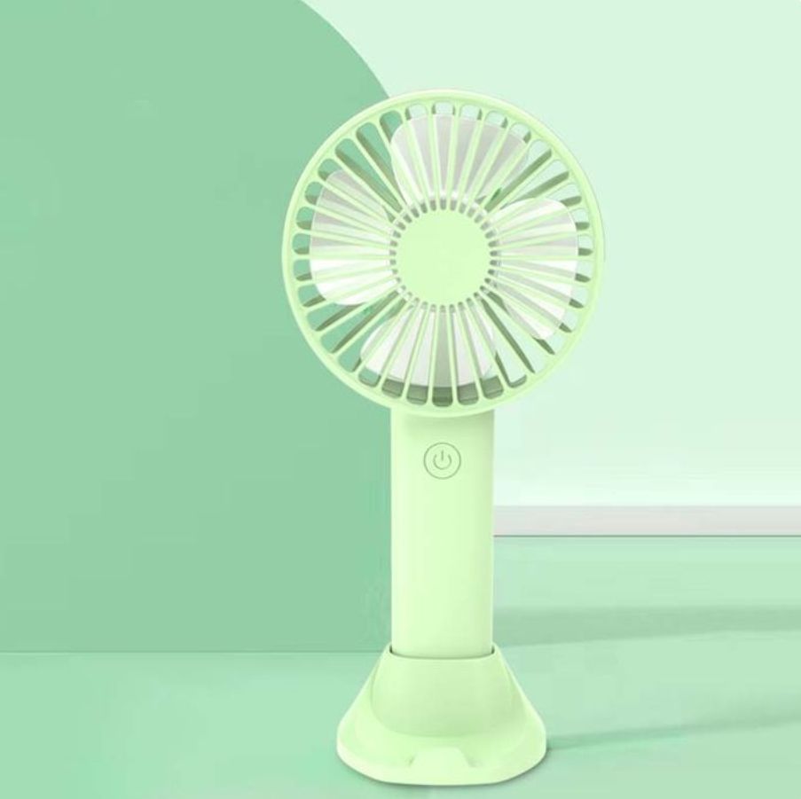 Hand Held USB Rechargeable Fan Desktop Phone Holder - White/ Green/Blue