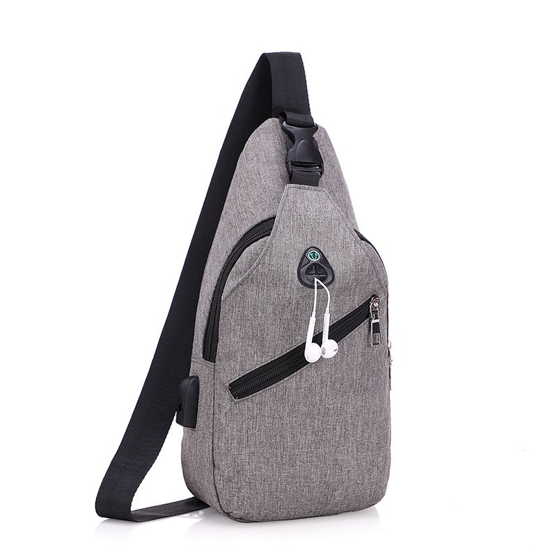 0112 Men USB Charging Travel Outdoors Sports Sling Bag Men
