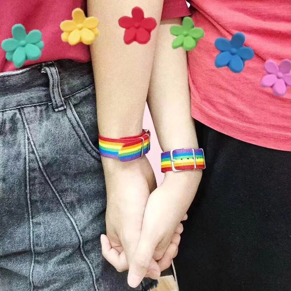 Nylon Rainbow Lesbians Gays Bisexuals Transgender Bracelets Women Girls Braided Men Couple Jewelry Rainbow
