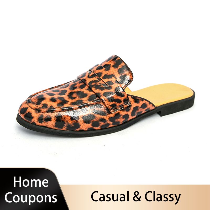 Youth Men Leisure Cool Mules Man Summer Slippers Fashion Casual Leather Loafers Flats Shoes Pu Breathable Slip On Footwears For
