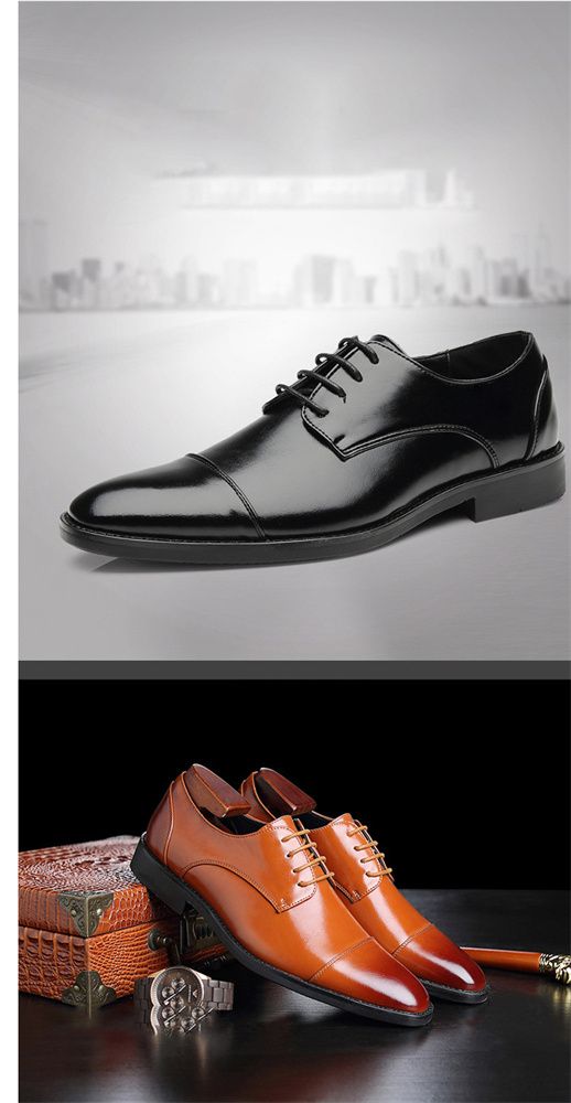Spring new pointed-toe lace-up business formal leather shoes for men, British Brock cross-border men's shoes, wedding shoes
