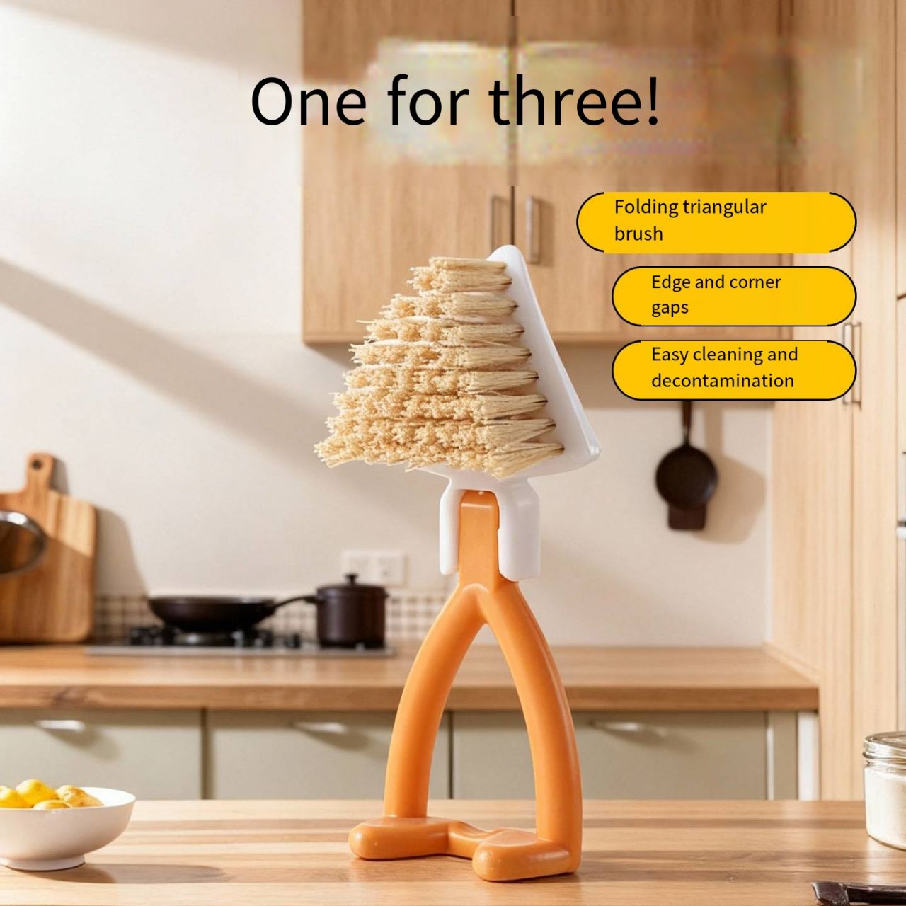 Foldable Triangle Gap Cleaning Brush Multi-Angle Adjustable Crevice Scrub Brush for Kitchen Stove Drain Basket Sink Bathroom Drainage Hole Tile Gap Household Decontamination Tool