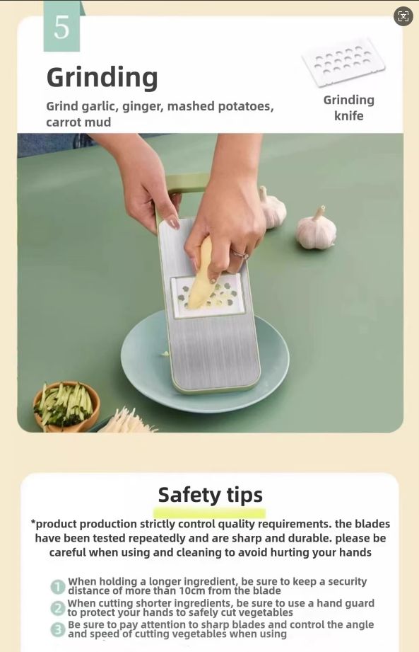 Multifunctional Vegetable Slicer knife, Chopper with 5 Interchangeable Blades,Vegetable cutter chopper