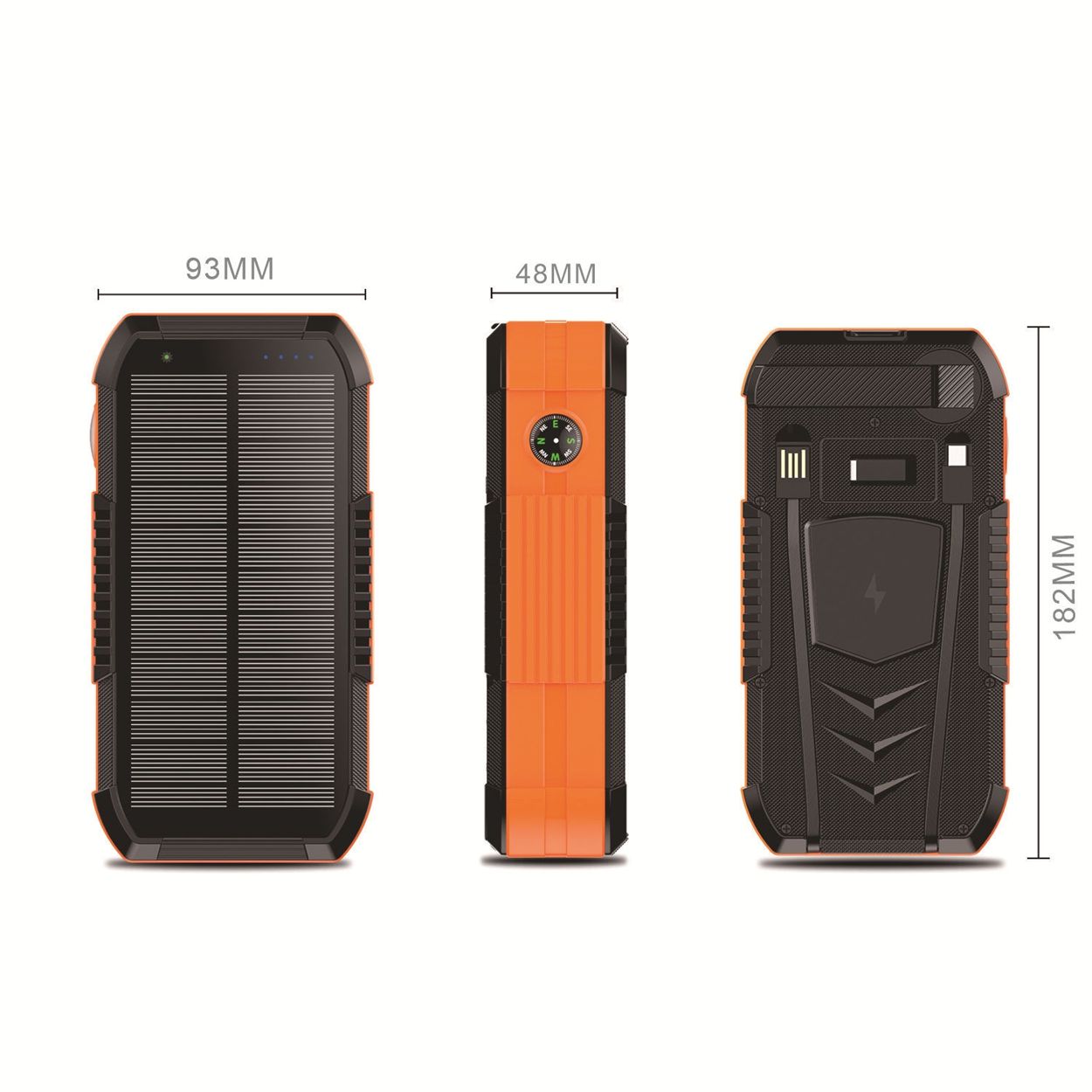40000 mAh solar powered hand crank charger with built-in cable wireless charging PD 22.5W fast charging mobile power bank
