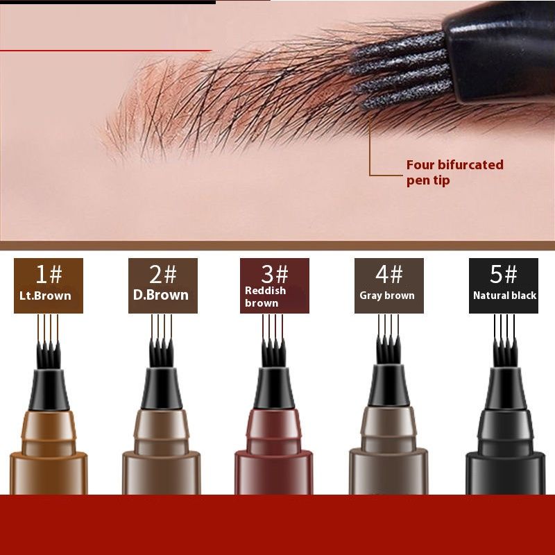 Four sided eyebrow pencil waterproof, sweat proof, long-lasting and non fading liquid eyebrow pencil simulation wild eyebrow 5-color set