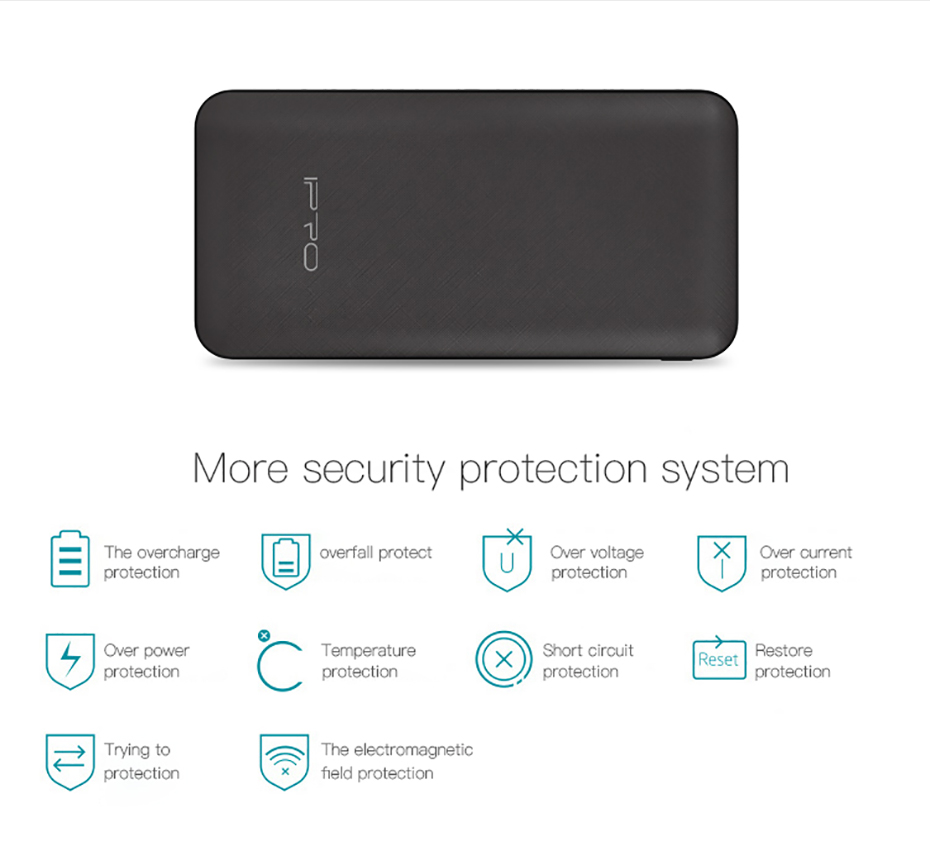 IPRO PB10 Power Bank 10000mAh with 1 Micro 2 USB Interface External Charging For Smart Mobile Phone Laptops Iphone Samsung Xiaomi Infinix Battery Charger Outside