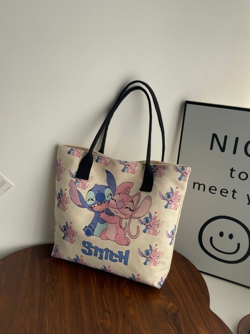 MISS DG Stitch bag shoulder bag large capacity tote bag cartoon cartoon Stitch cute ladies travel bag