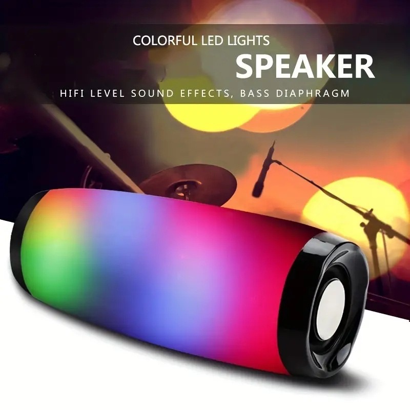 MusicMan Portable Bluetooth Speaker with RGB Disco Lights, In-car stereo system FM Radio, USB and MicroSD Playback,1500mAh Battery, Built-in Microphone & AUX Input - Wireless Party Speaker  