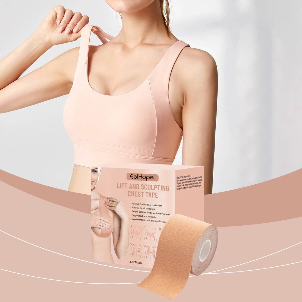 Eelhope 2.5CM*5M Kinesiology Tape For Bust Lifting Treatment, Adhesive Breast Cover Lift and Sculpting Chest Tape