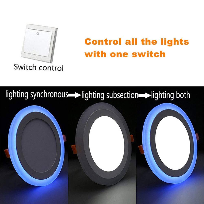 PH 2PCS Led Panel Light,Led Ceiling Lights Round Double Color (Cool White+RGB),Ultrathin Led Recessed Lighting, Led Downlights 