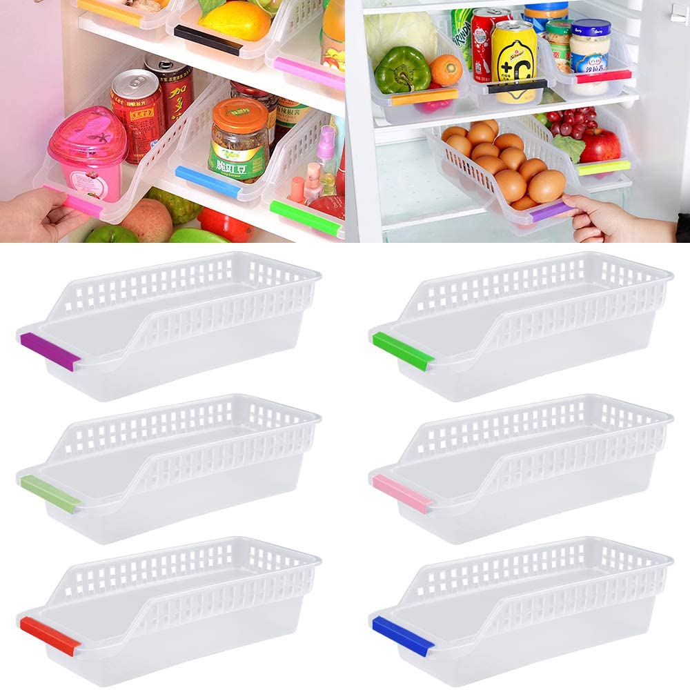 Plastic Stackable Kitchen Pantry Cabinet, Refrigerator, Freezer Food Storage Box with Handles 5 Pack