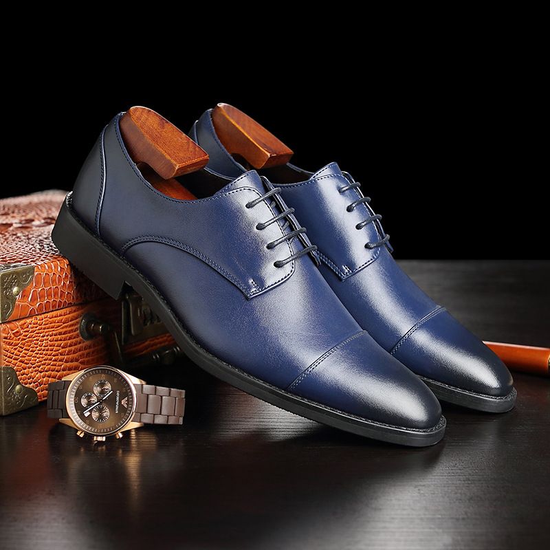 Spring new pointed-toe lace-up business formal leather shoes for men, British Brock cross-border men's shoes, wedding shoes