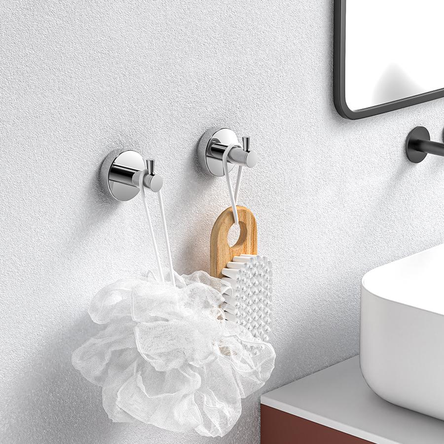 Bath Towel Hooks- SUS 304 Stainless Steel Robe Hook Holder, Heavy Duty Coat Hook for Bathroom Livingroom Hotel Kitchen Garage,Circle Coat Hook Towel Robe Door Hooks Wall Mounted , Mirror Polished - 2 Pack
