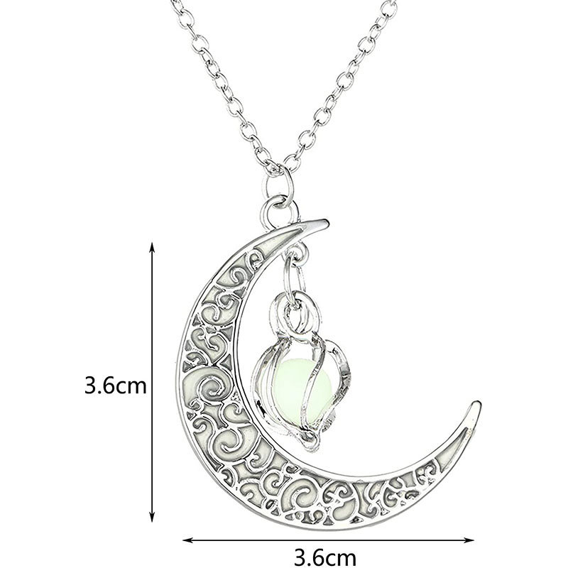 Luminous Enchanted Moonstone Necklace, Hollow Luminous Moon Whirlwind Rotating Bead Necklace Magical Fantasy Fairy Glowing Necklace for Women Girls