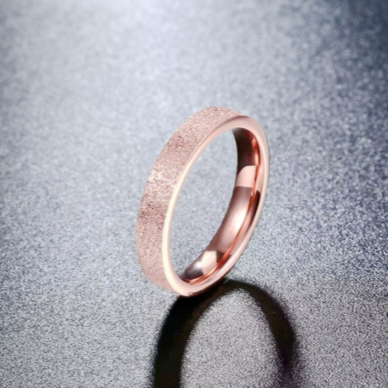 Ring Women 4mm Sandblast Finish Rose Gold Beveled Edge Tungsten Carbide rings for Women
