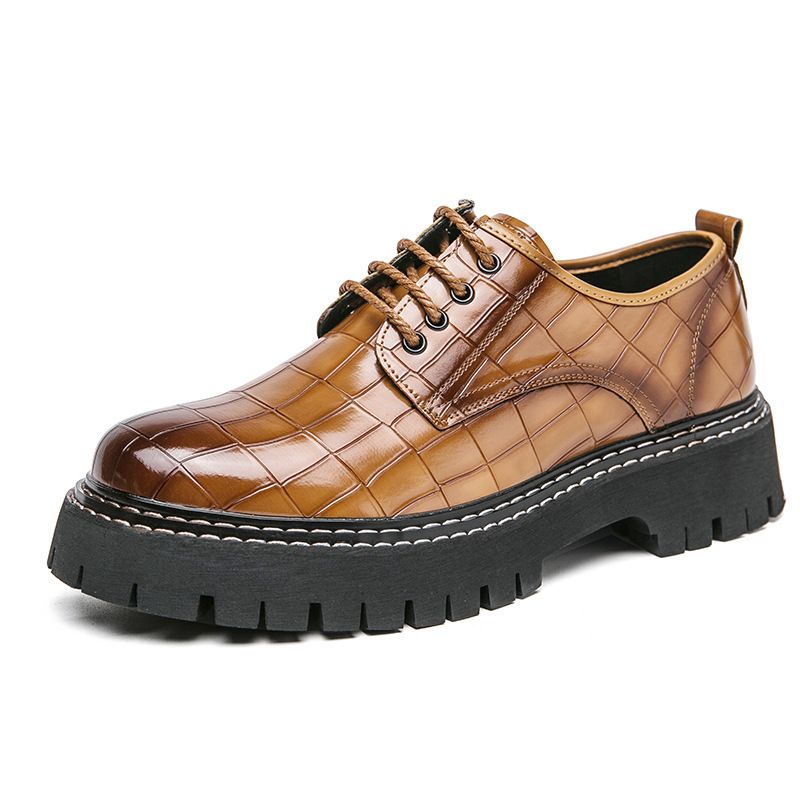 New men's thick-soled height-increasing club fashion shoes for Spring and Autumn 2025 cross-border large-sized menbrown