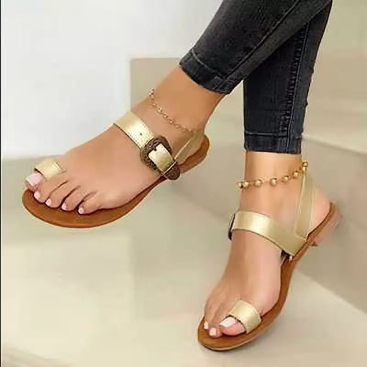 m02 Women Sandals Flip Flops New Summer Fashion Rome Buckle Strap Breathable Shoes Slides Solid Casual Female Plus Size 36-42