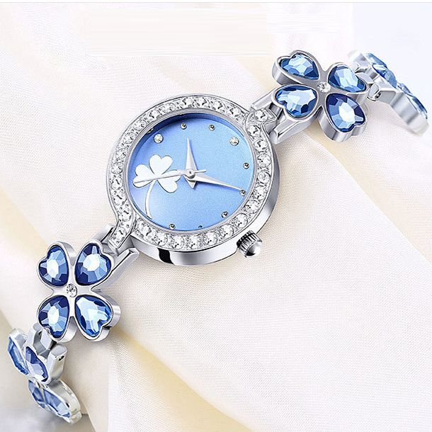Seiko Watch Blue Translucent Gemstone Elegant Temperament Small And Exquisite Girls Bracelet Bracelet WatchBlue