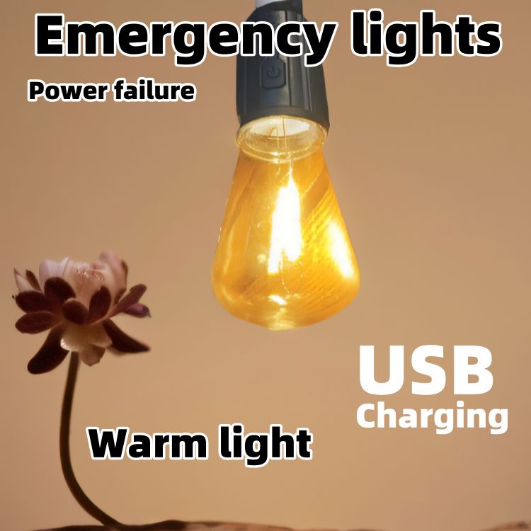 Chargeable Light USB charging Warm light power failure Emergency lights Camping light charging LED tungsten wire tent light Outdoor emergency bubble light CRRSHOP Outdoor emergency bubble light