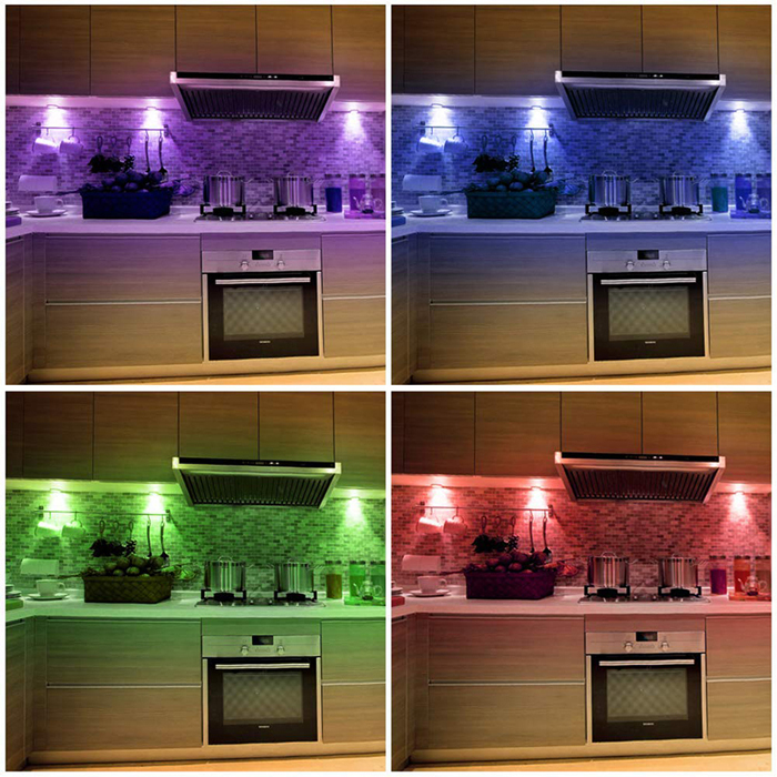 LED Under Cabinet Light RGB 12 Colors Touch Dimmable Night Puck Lamp Stair Hallway Kitchen Cupboard Wardrobe Wireless