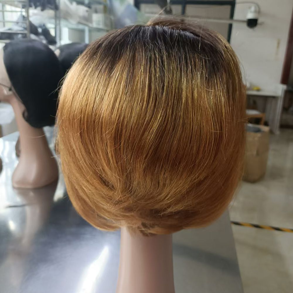 Highlight Human Hair pixie Wigs 13*4 Closure HD Lace Front Wigs Human Hair For Women 8 Inch